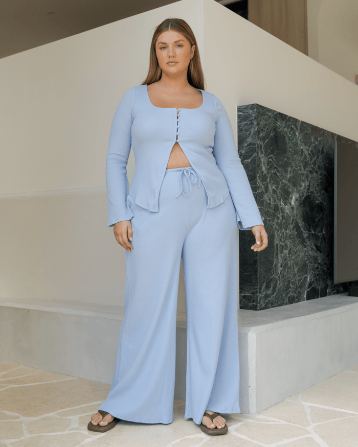 FINAL SALE | Marisa Ribbed Pants | Blue