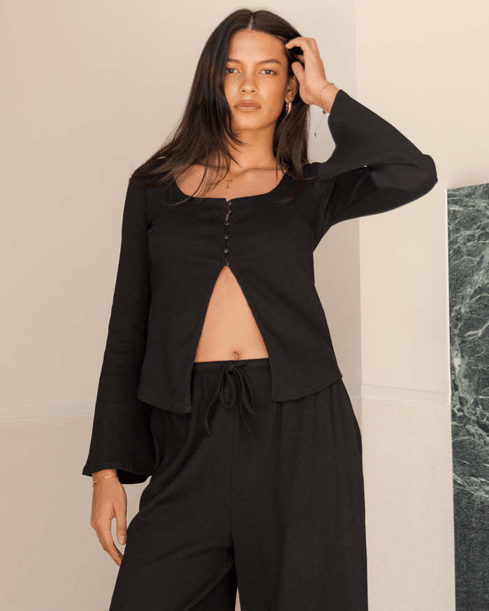 FINAL SALE | Marisa Ribbed Top | Black