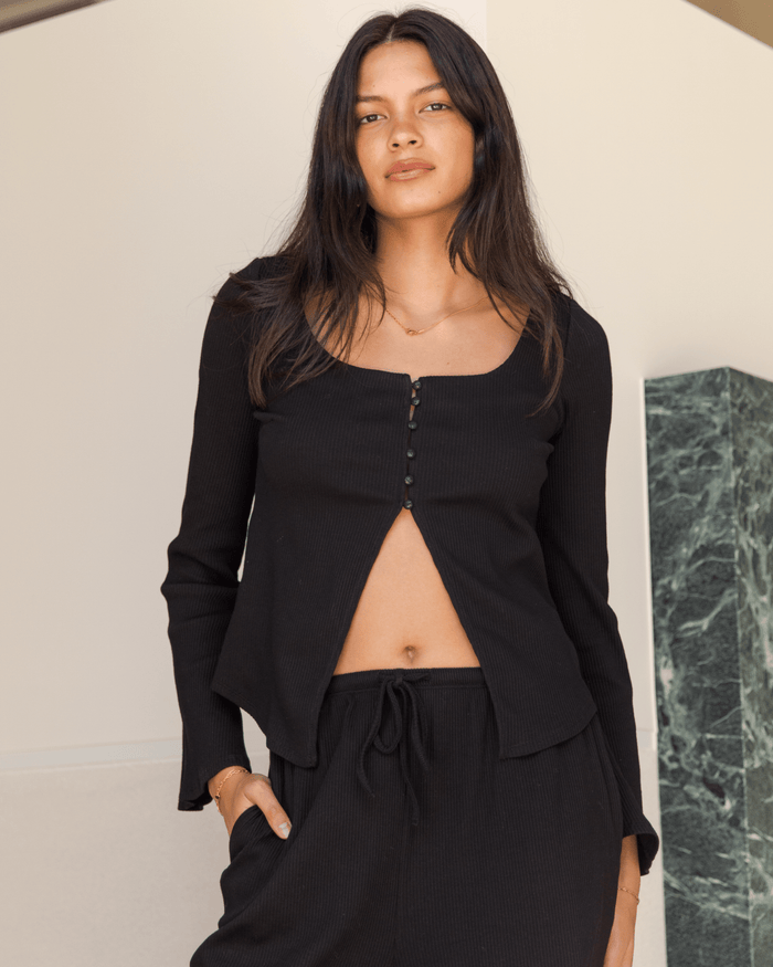 FINAL SALE | Marisa Ribbed Top | Black