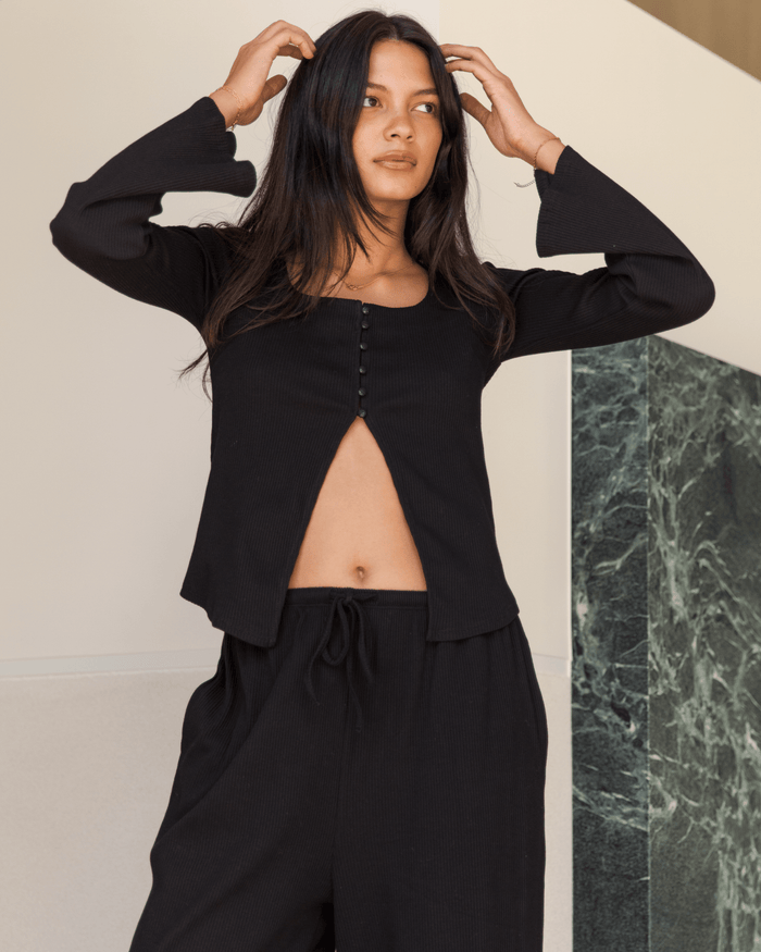 FINAL SALE | Marisa Ribbed Top | Black