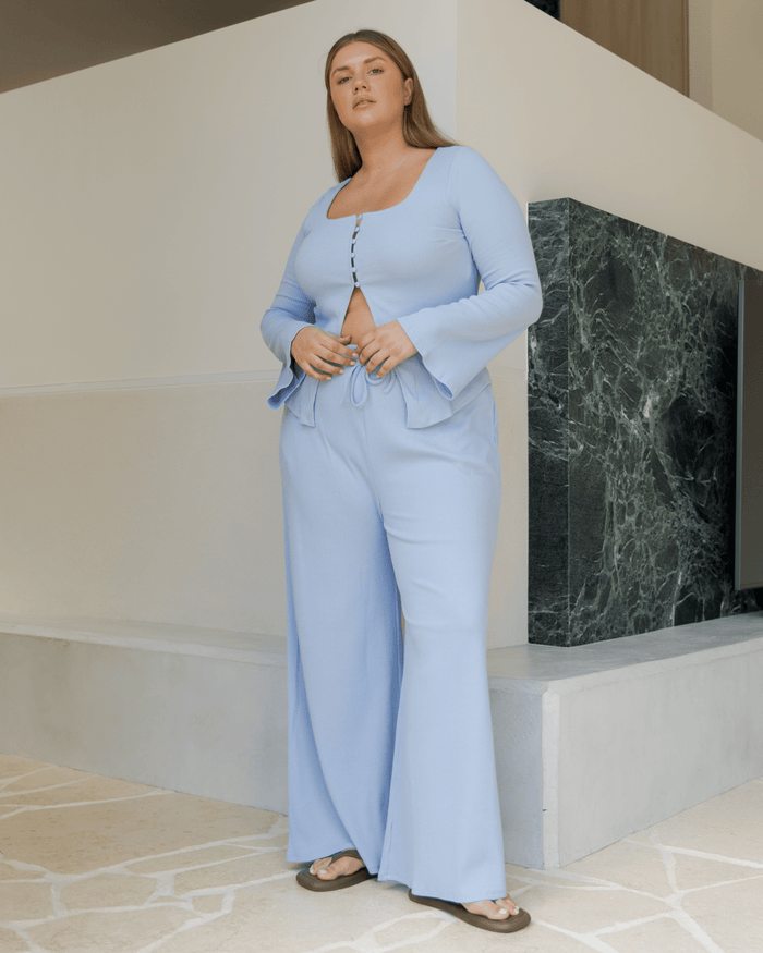 FINAL SALE | Marisa Ribbed Top | Blue