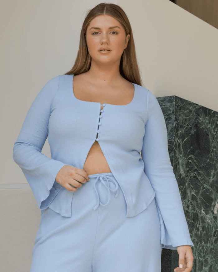 FINAL SALE | Marisa Ribbed Top | Blue