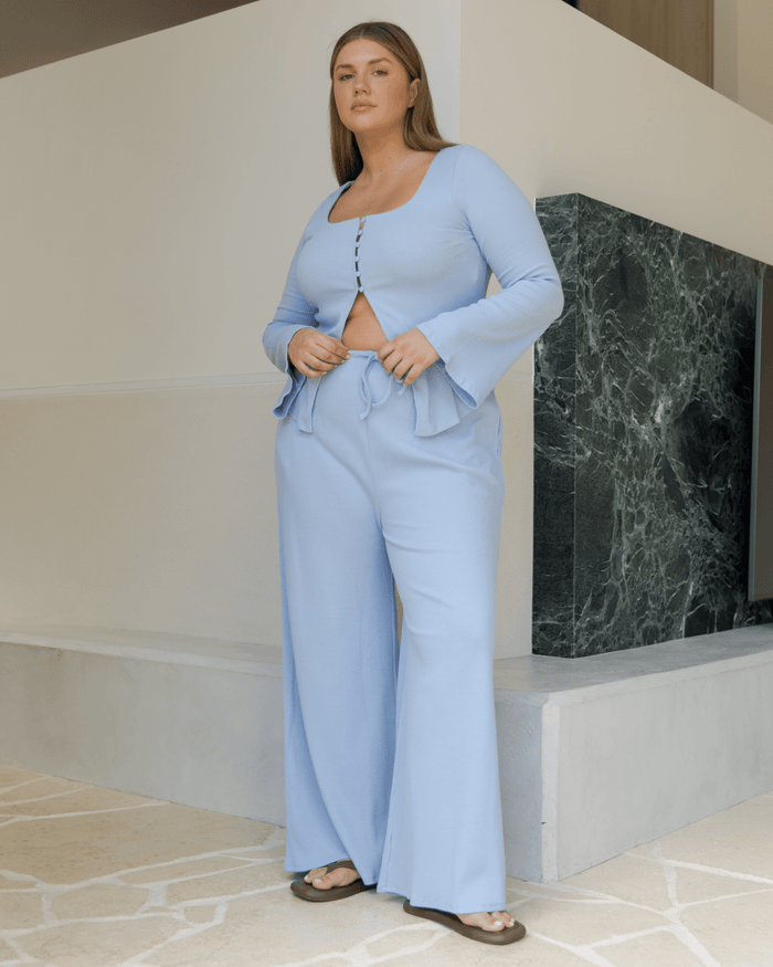 FINAL SALE | Marisa Ribbed Top | Blue