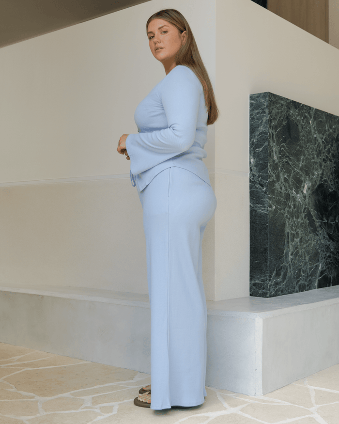 FINAL SALE | Marisa Ribbed Top | Blue