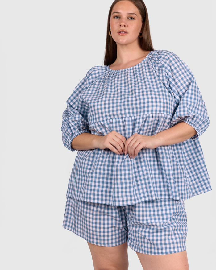 FINAL SALE | Matilda Shorts | Blue Gingham