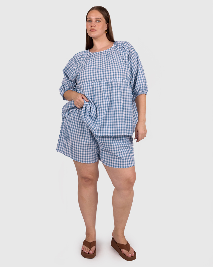 FINAL SALE | Matilda Shorts | Blue Gingham