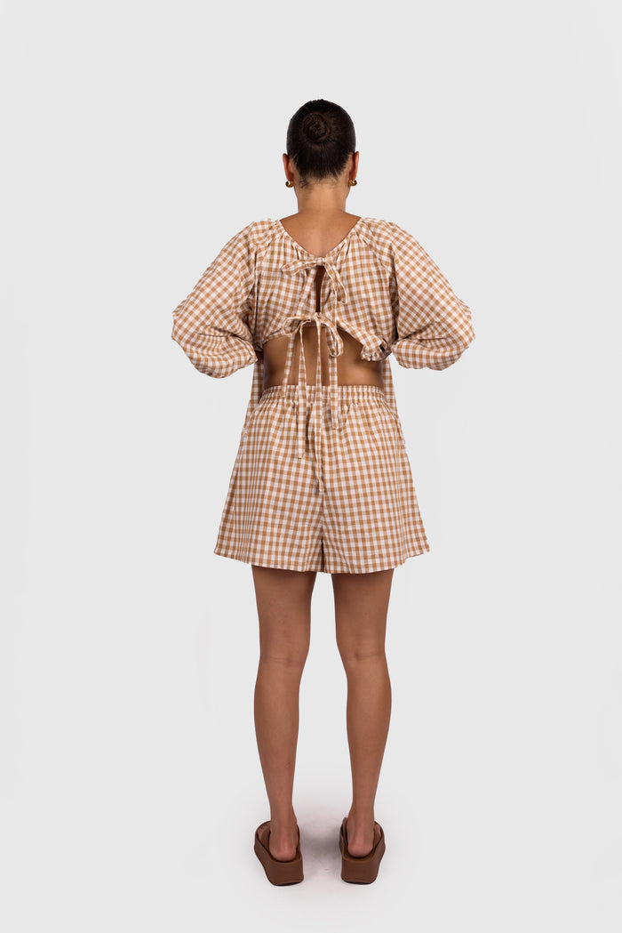 FINAL SALE | Matilda Shorts | Caramel Gingham