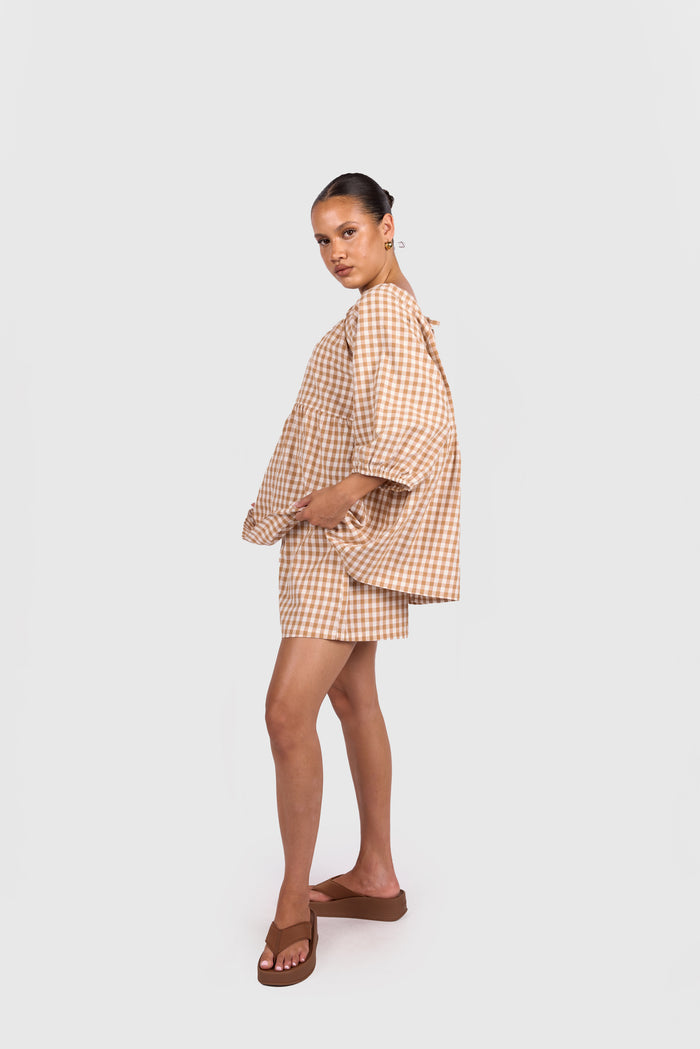 FINAL SALE | Matilda Shorts | Caramel Gingham