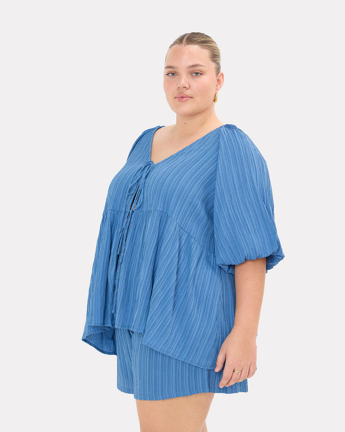 Frankie Top in Dark Blue Crepe - Size Inclusive Range AU6-26 - The Lullaby Club
