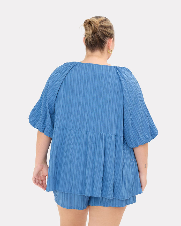 Frankie Top in Dark Blue Crepe - Maternity & Postpartum Friendly - The Lullaby Club