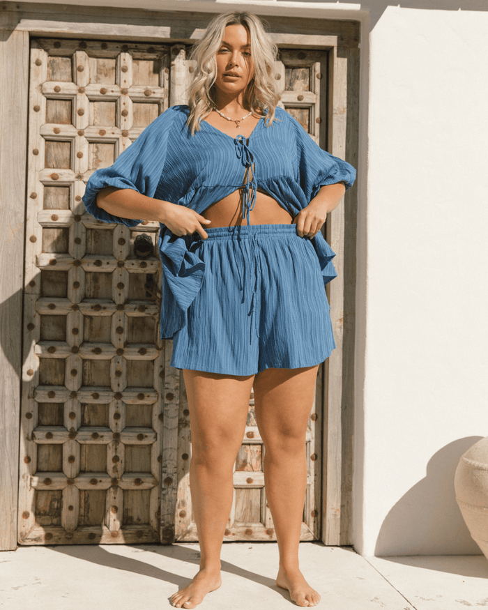 FINAL SALE | Matilda Shorts | Dark Blue Crepe