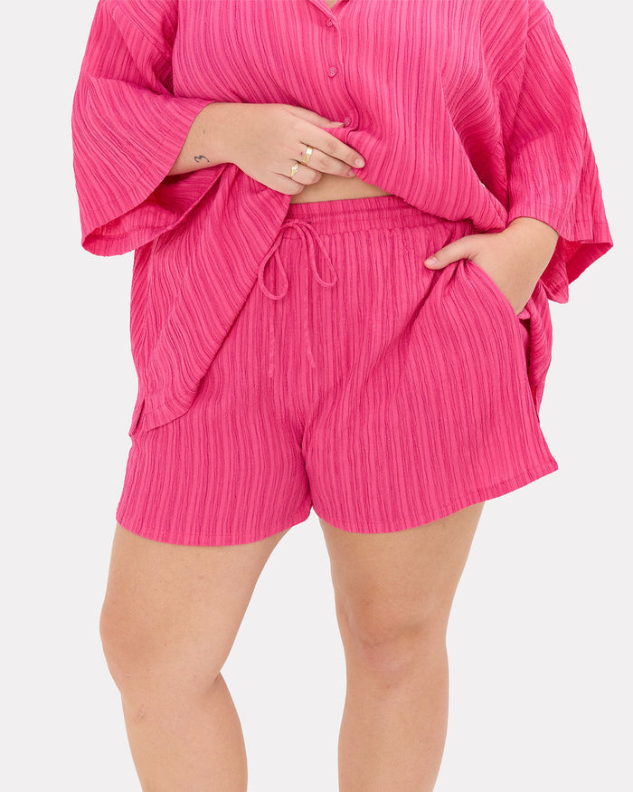 Matilda Shorts in Flamingo Crepe -Maternity Friendly - The Lullaby Club