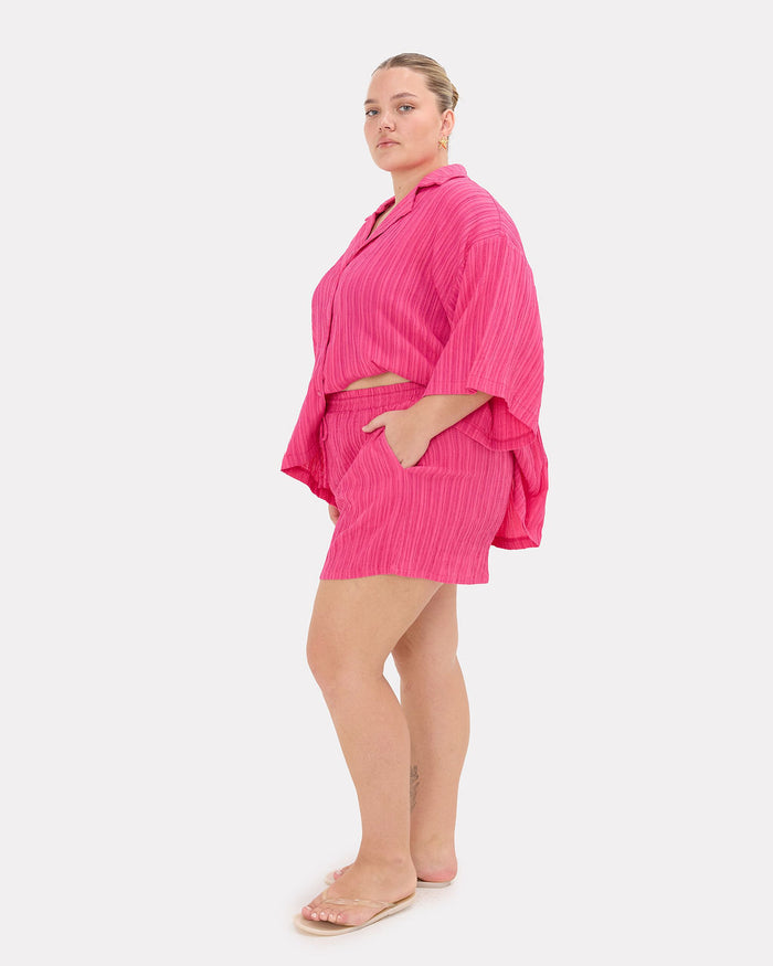 Matilda Shorts in Flamingo Crepe - Functional Pockets - The Lullaby Club
