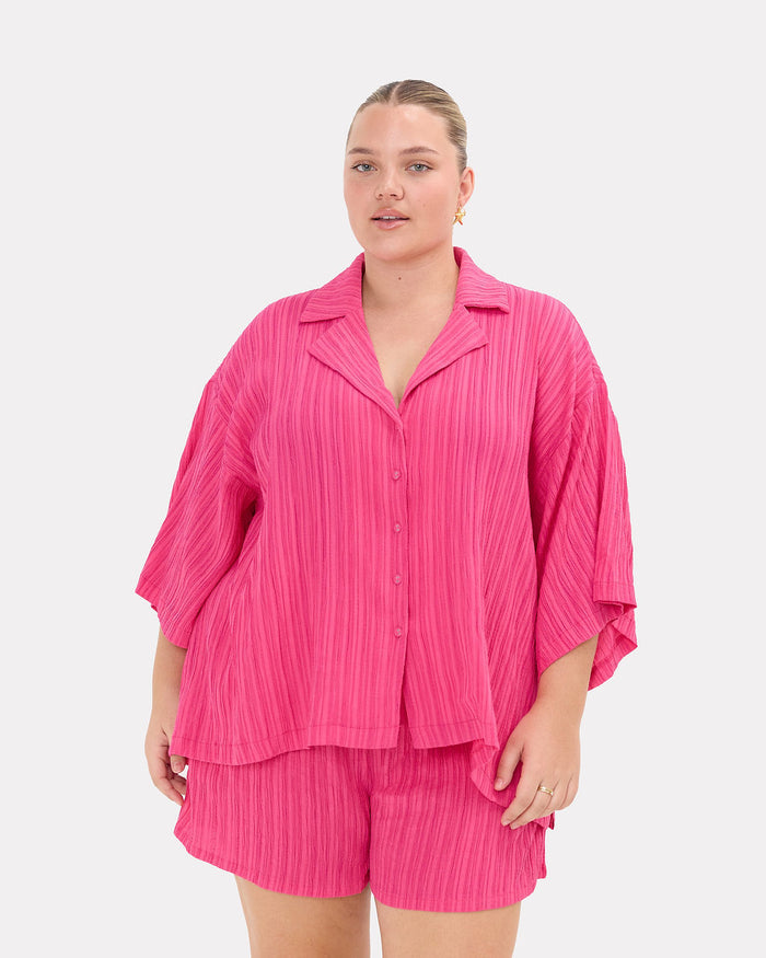 Matilda Shorts in Flamingo Crepe - Extended Size Range AU 6-26 - The Lullaby Club