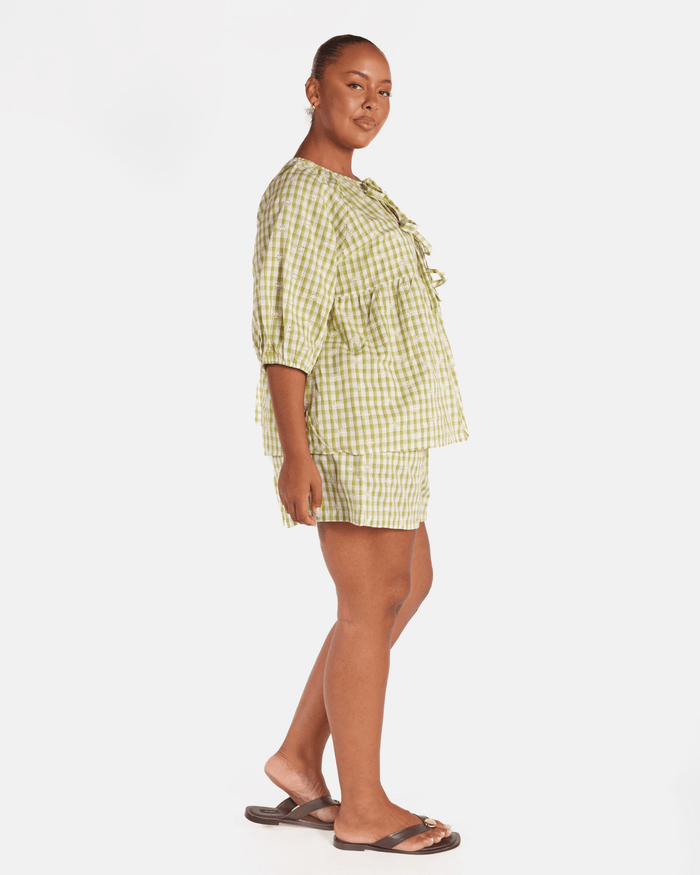 FINAL SALE | Matilda Shorts | Pear Gingham Embroidery