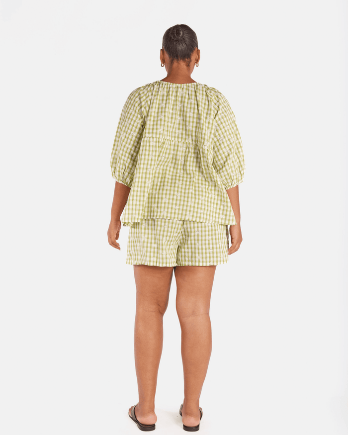 FINAL SALE | Matilda Shorts | Pear Gingham Embroidery