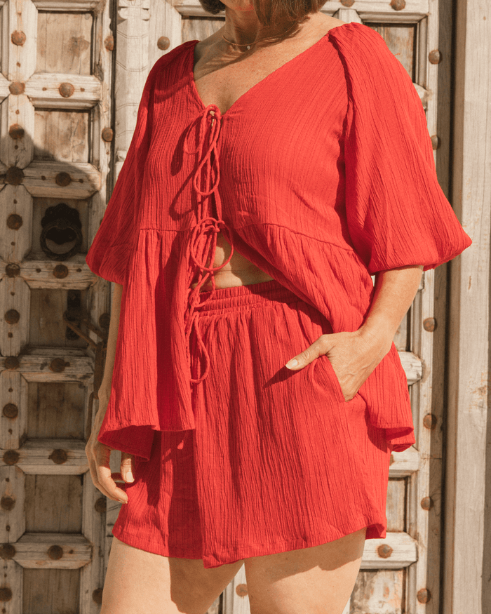 FINAL SALE | Matilda Shorts | Red Crepe