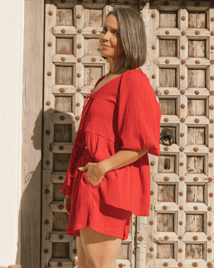 FINAL SALE | Matilda Shorts | Red Crepe