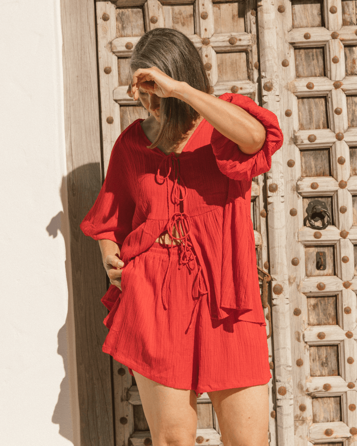 FINAL SALE | Matilda Shorts | Red Crepe