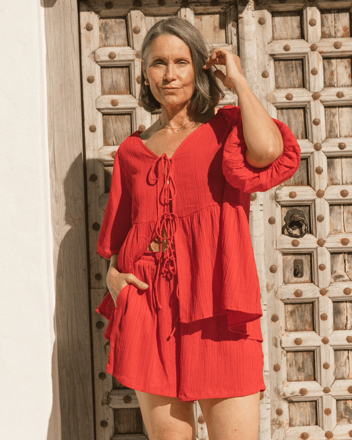 FINAL SALE | Matilda Shorts | Red Crepe