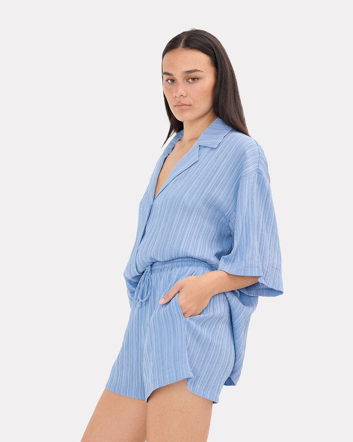 Matilda Shorts in Sky Crepe - Functional Pockets - The Lullaby Club