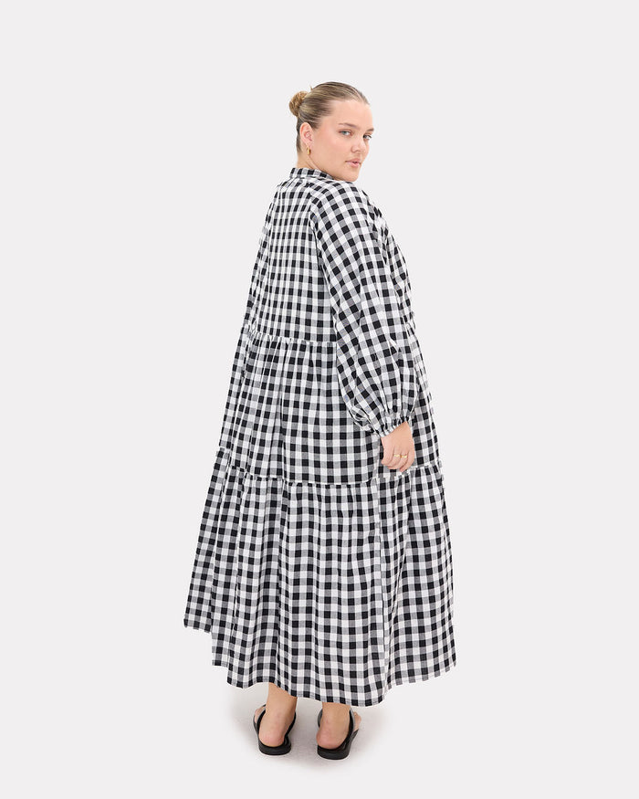 Maxi Avalon Smock in Black Gingham - Size Inclusive AU 6-26 - The Lullaby Club