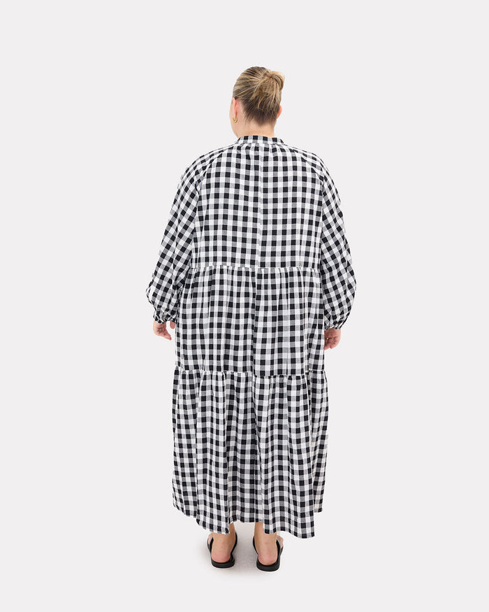 Maxi Avalon Smock in Black Gingham - Maternity & Breastfeeding Friendly - The Lullaby Club