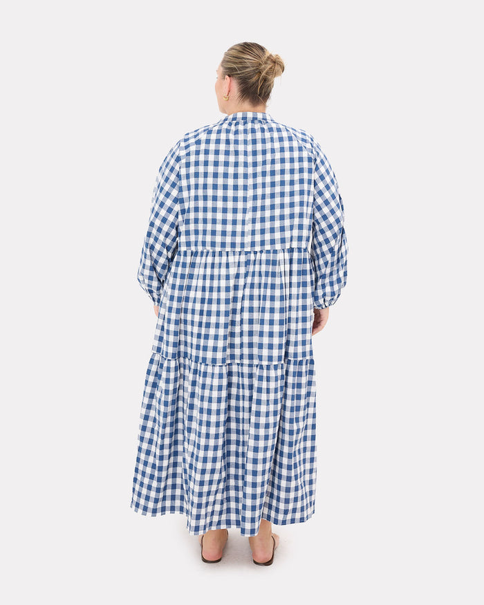 Maxi Avalon Smock Dress in Blue Gingham - Size Inclusive AU 6-26 - The Lullaby Club