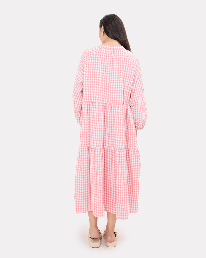 Maxi Avalon Smock Dress in Pink Gingham - Maternity & Postpartum Friendly - The Lullaby Club