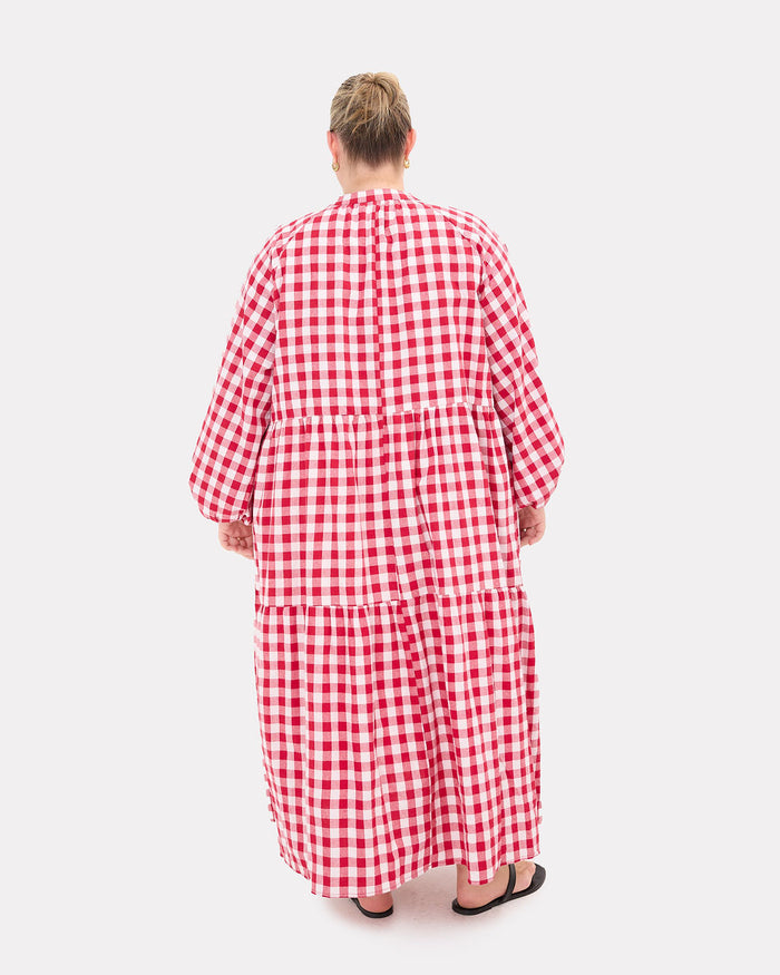 Maxi Avalon Smock in Red Gingham - Maternity & Breastfeeding Friendly - The Lullaby Club