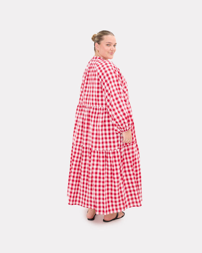 Maxi Avalon Smock in Red Gingham - Size Inclusive AU 6-26 - The Lullaby Club