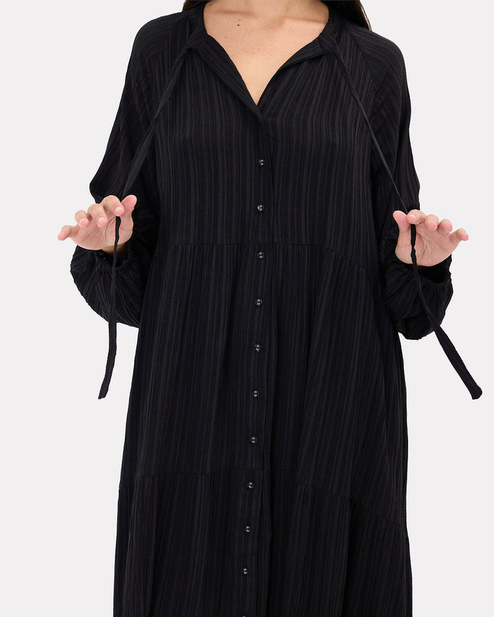 Ruby Maxi in Black Crepe - Breastfeeding Access - The Lullaby Club