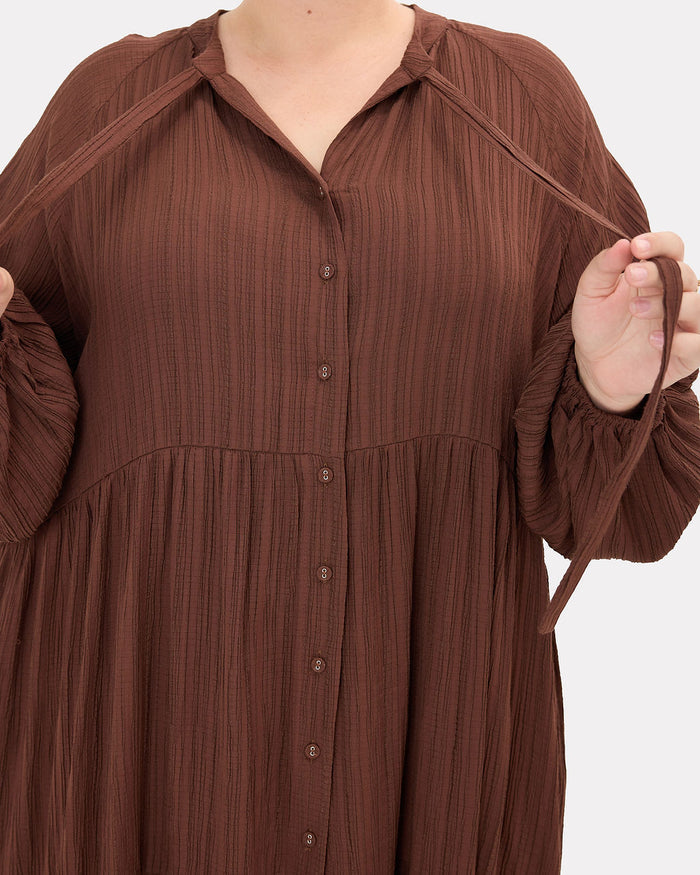Ruby Maxi in Brown Crepe - Breastfeeding Access - The Lullaby Club