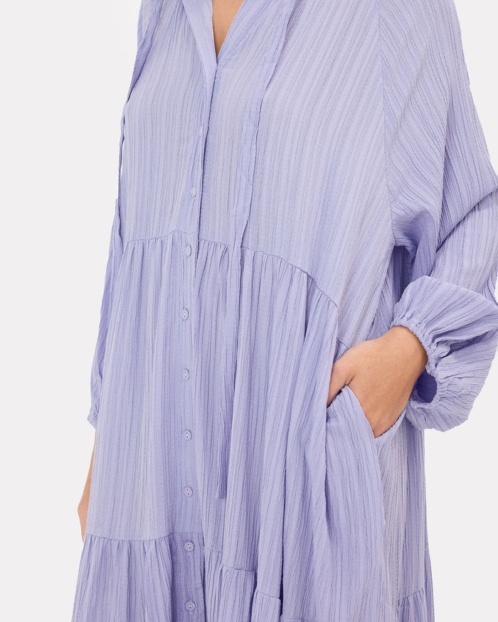 Ruby Maxi Dress in Purple Crepe - Functional Pockets - The Lullaby Club