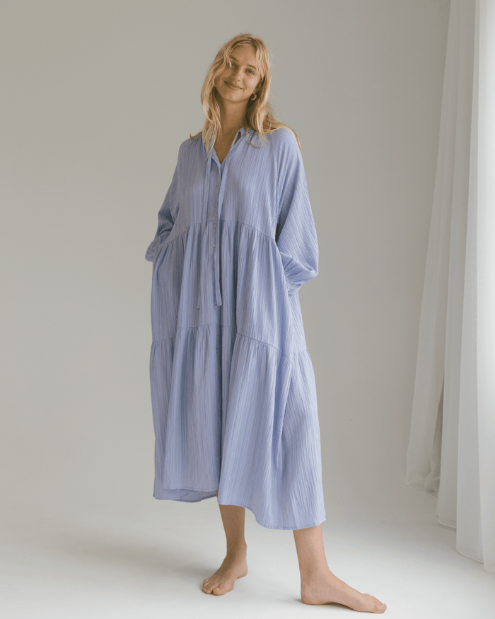 FINAL SALE | Maxi Ruby Smock Dress | Purple Crepe