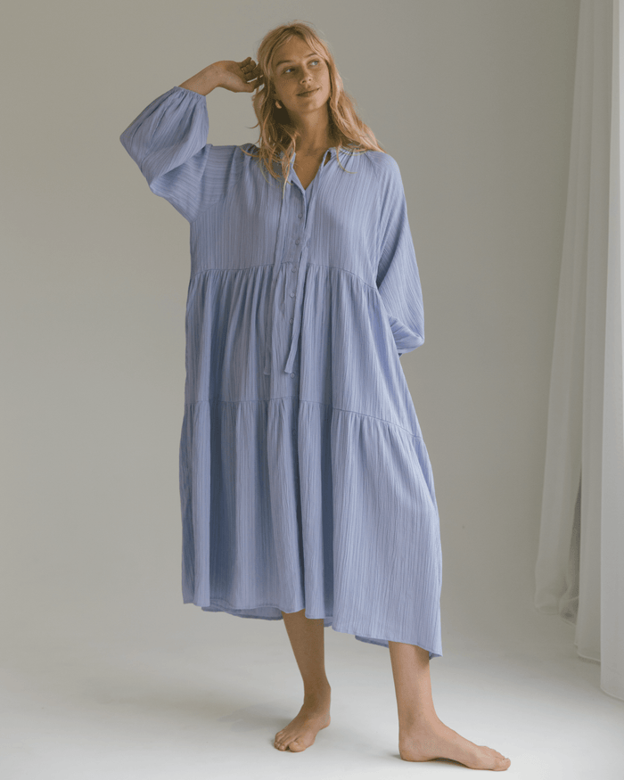 FINAL SALE | Maxi Ruby Smock Dress | Purple Crepe