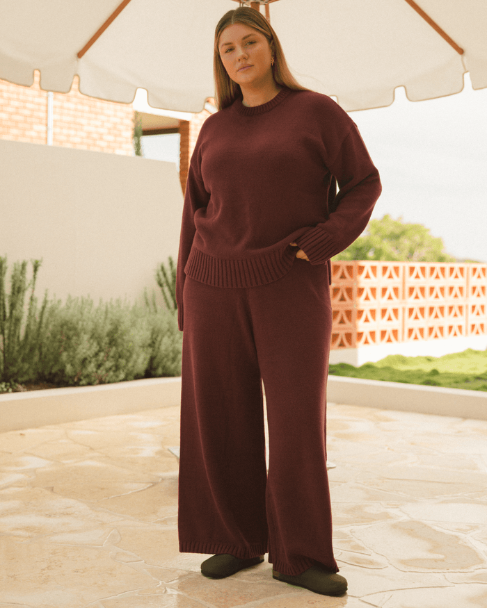 FINAL SALE | Pearl Knit Pants | Burgendy