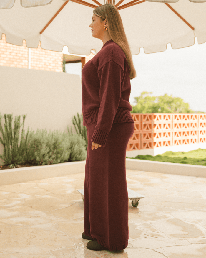 FINAL SALE | Pearl Knit Pants | Burgendy