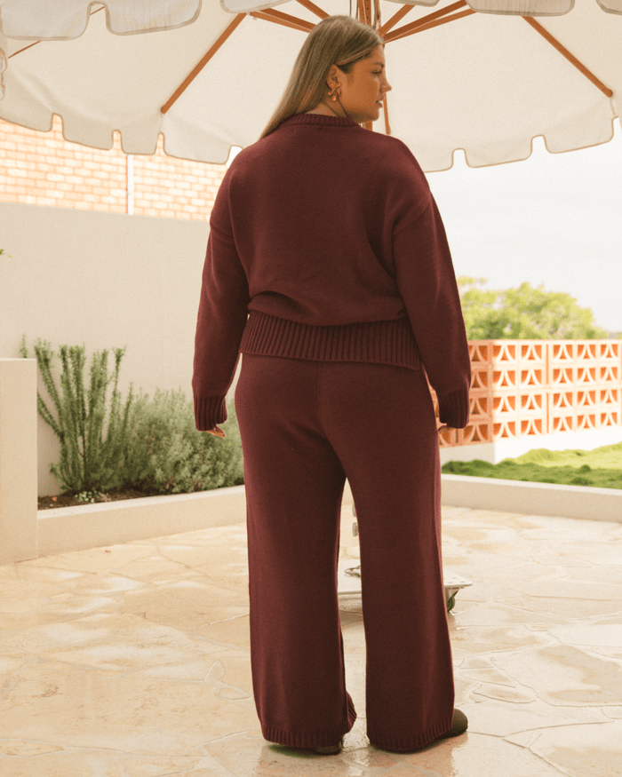 FINAL SALE | Pearl Knit Pants | Burgendy