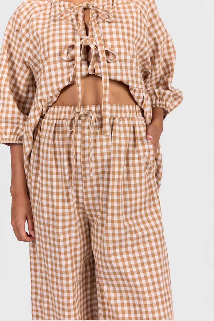 FINAL SALE | Posey Pants | Caramel Gingham