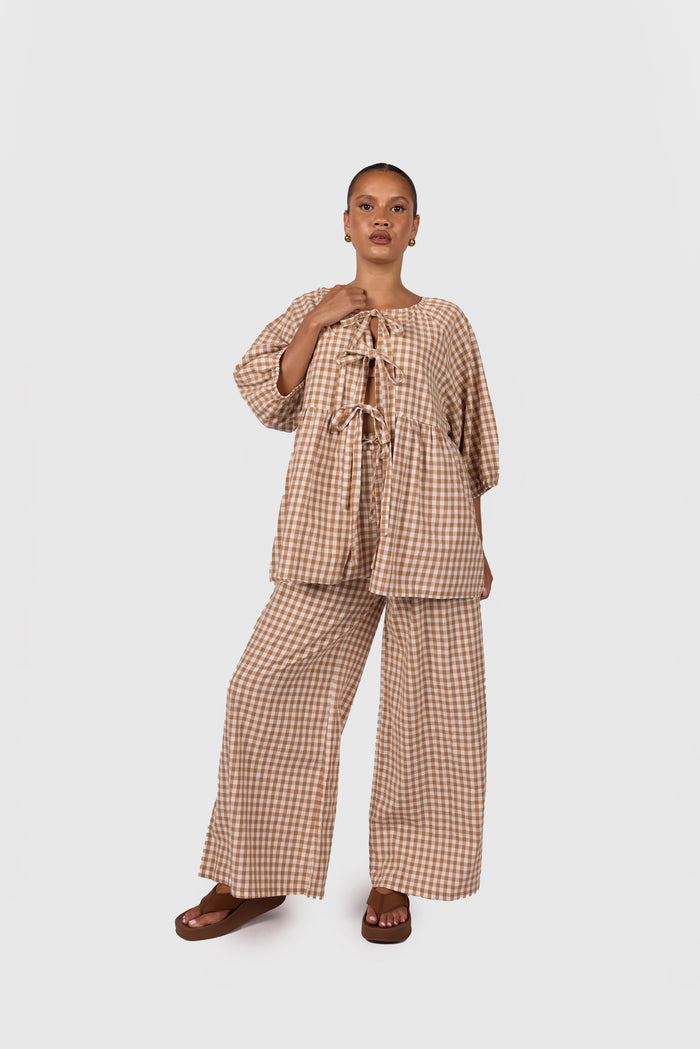 FINAL SALE | Posey Pants | Caramel Gingham