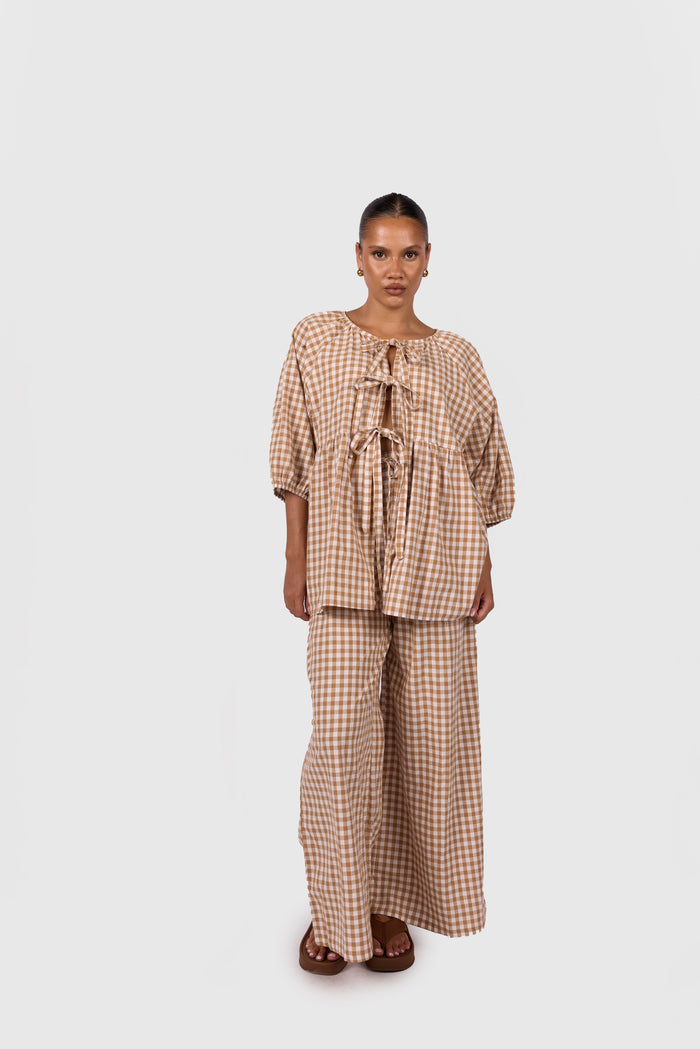 FINAL SALE | Posey Pants | Caramel Gingham
