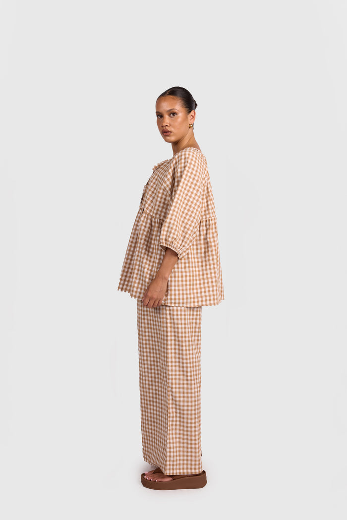 FINAL SALE | Posey Pants | Caramel Gingham