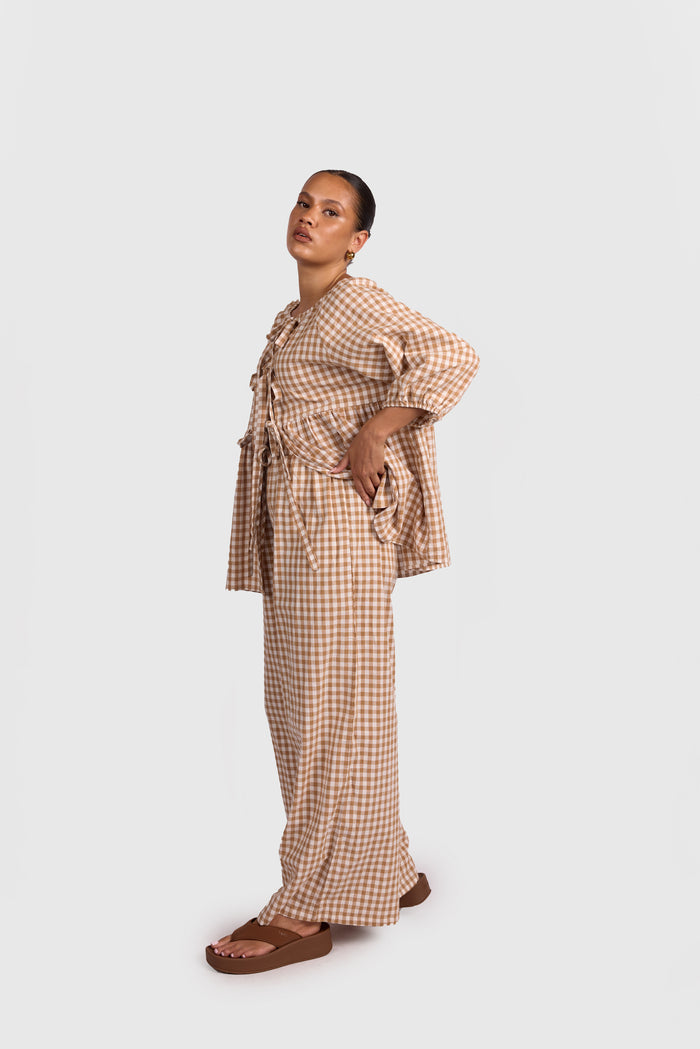 FINAL SALE | Posey Pants | Caramel Gingham
