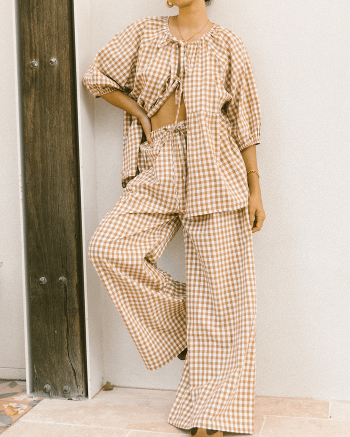 FINAL SALE | Posey Pants | Caramel Gingham