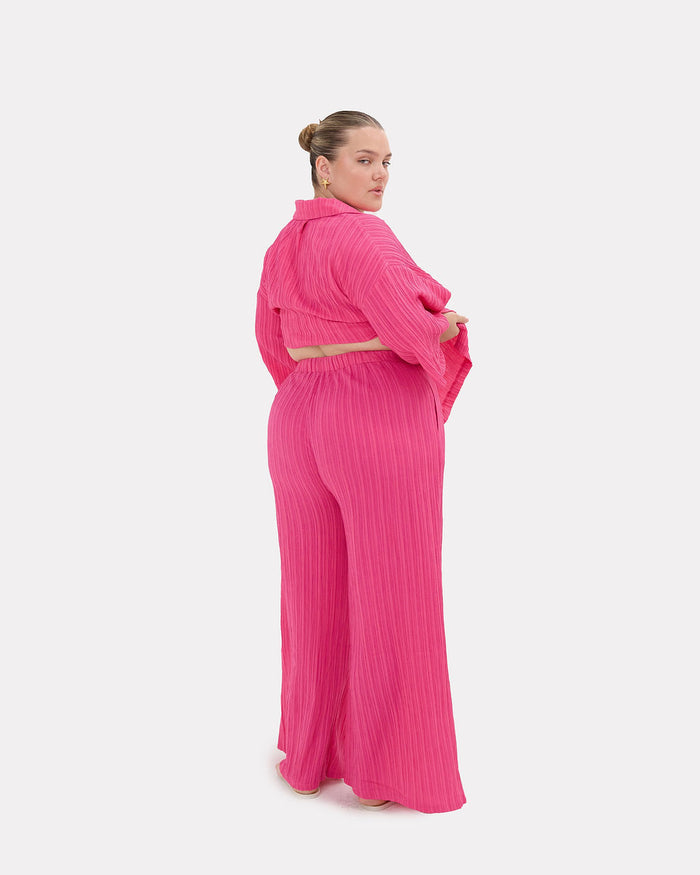 Posey Pants in Flamingo Crepe - Wide Leg Fit - The Lullaby Club