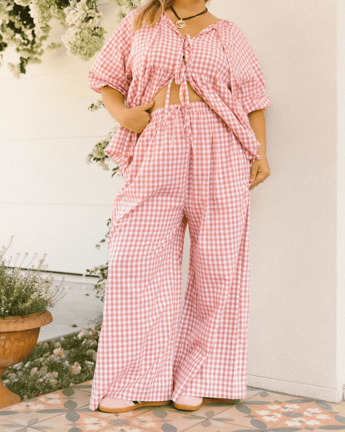 FINAL SALE | Posey Pants | Pink Gingham