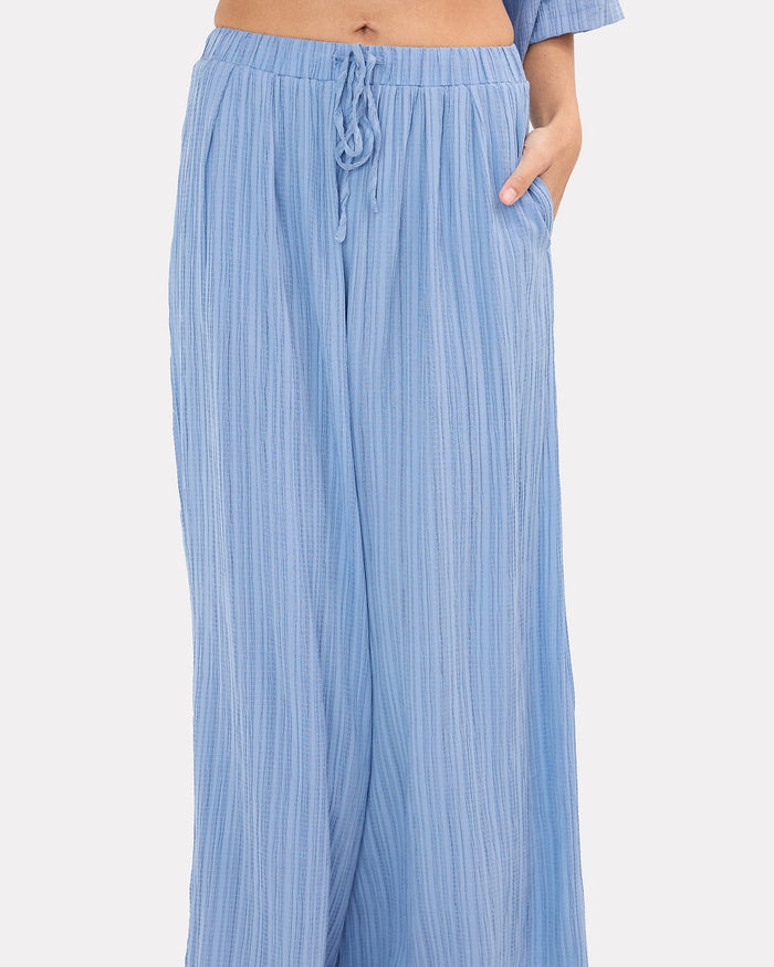 Posey Pants in Sky Crepe - Adjustable Elastic Waistband - The Lullaby Club