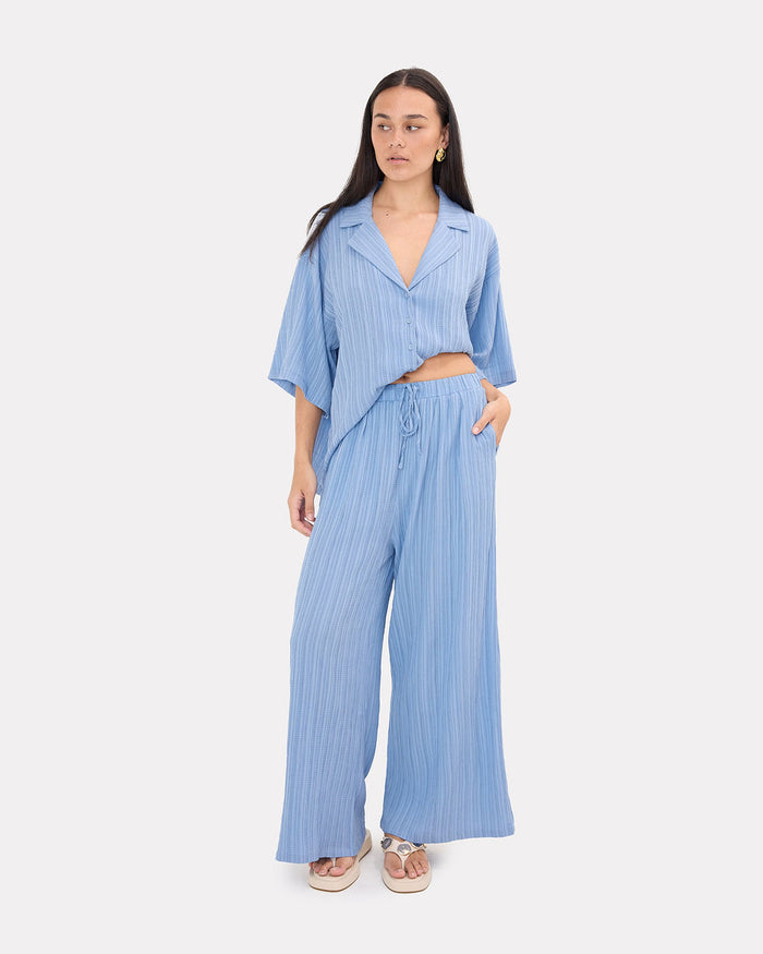 Posey Pants in Sky Crepe - Maternity Friendly Pants - The Lullaby Club
