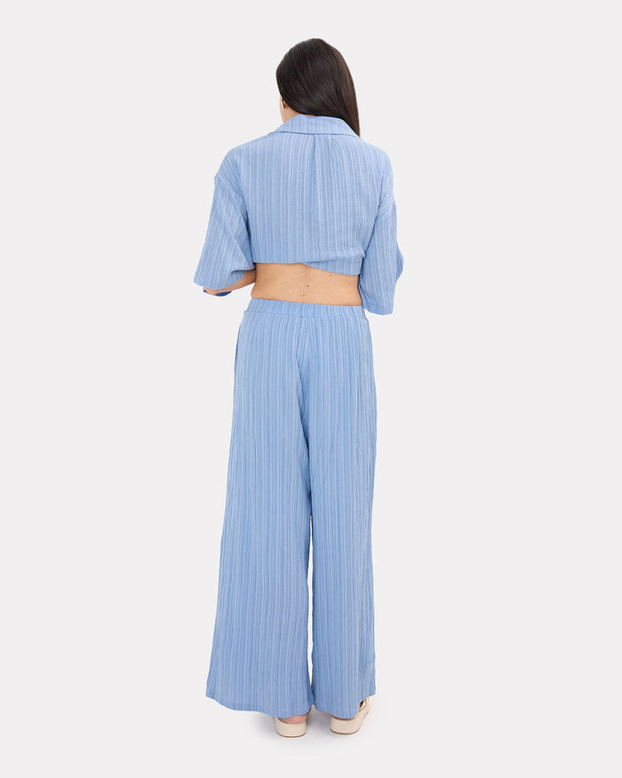 Posey Pants in Sky Crepe - Pregnancy and Postpartum Friendly Pants - The Lullaby Club